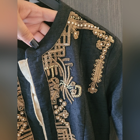 Black Embroidered Dress with Golden pants - Picture 6 of 6